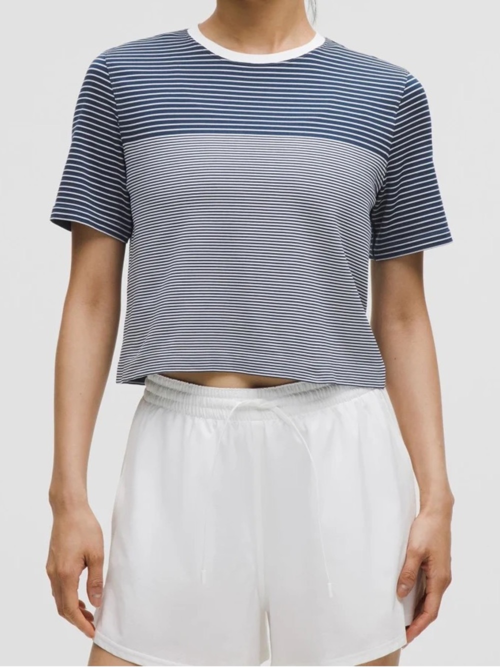 Lululemon Seamless Classic-Fit Mariner Stripe Cropped T-Shirt - L